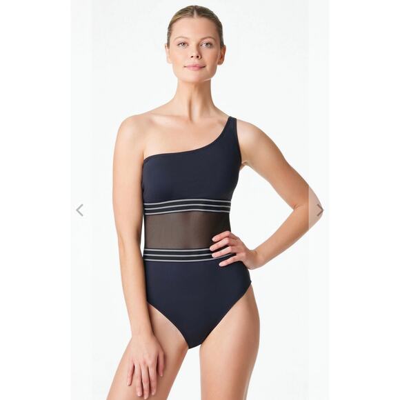 Bleu Rod Beattie OFF THE GRID ONE SHOULDER ONE PIECE SWIMSUIT Black Size 8 - Picture 6 of 7